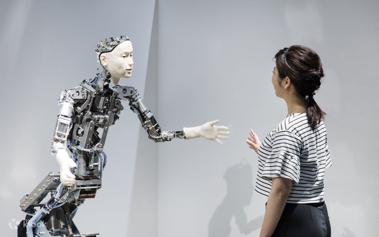 Interactive technology exhibit at Miraikan